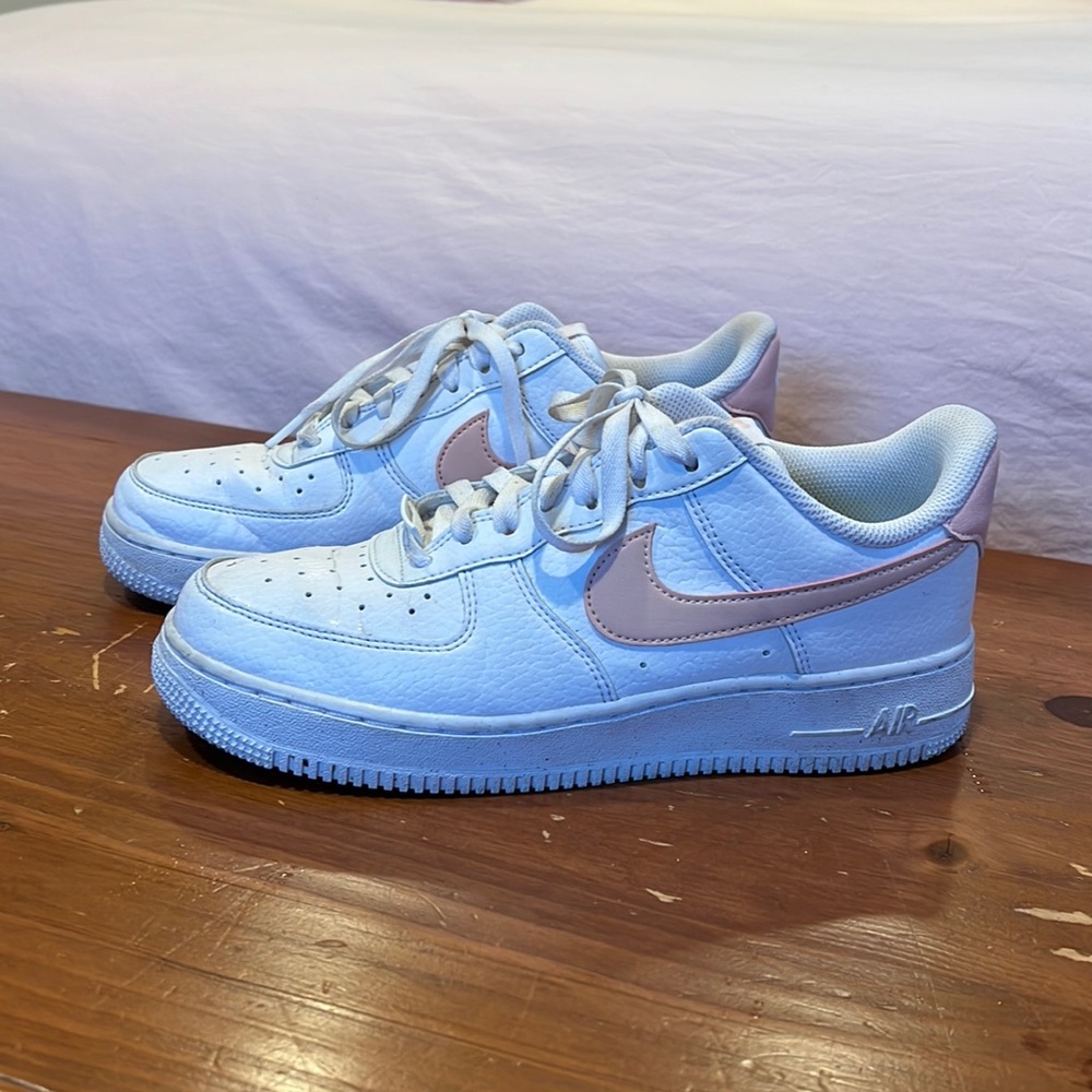 Women’s Nike Air Force 1 with pink swoosh, size 8.5